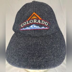 Colorado Mountains Strapback Cap Hat Sunrise Wool Embroidered Felt Logo Grey